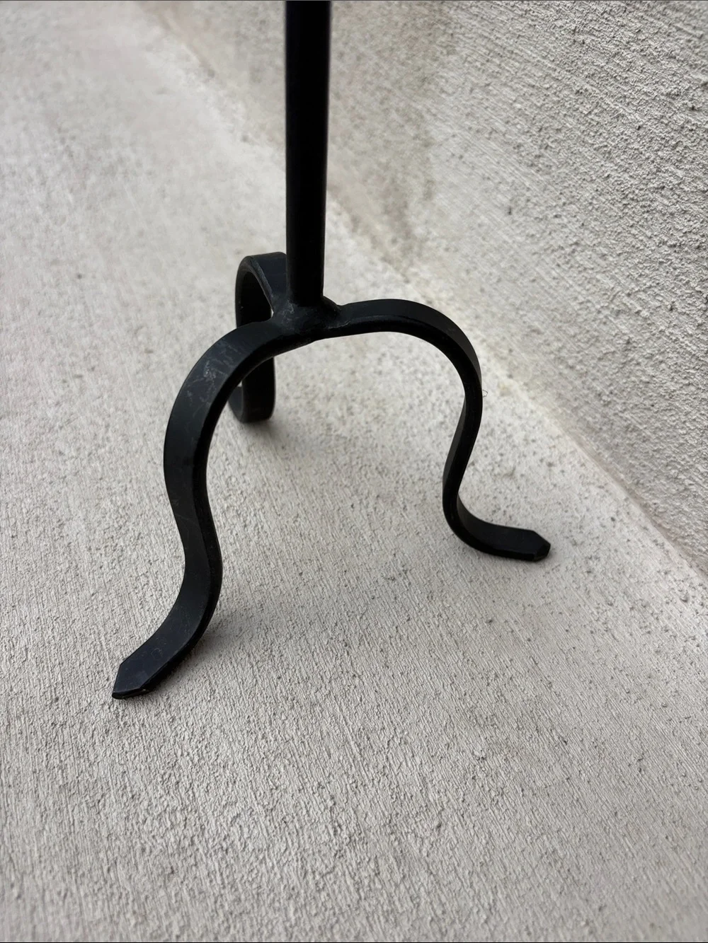 VTG Wrought Iron Floor Candlestick Stand Tripod Pricket Pillar Holder